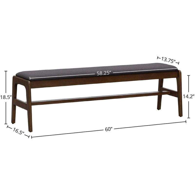  LH Imports Remix Upholstered Bench - Grey REM017-GR IMAGE 3