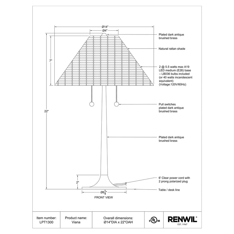  Renwil Viana LPT1300 Table Lamp IMAGE 4