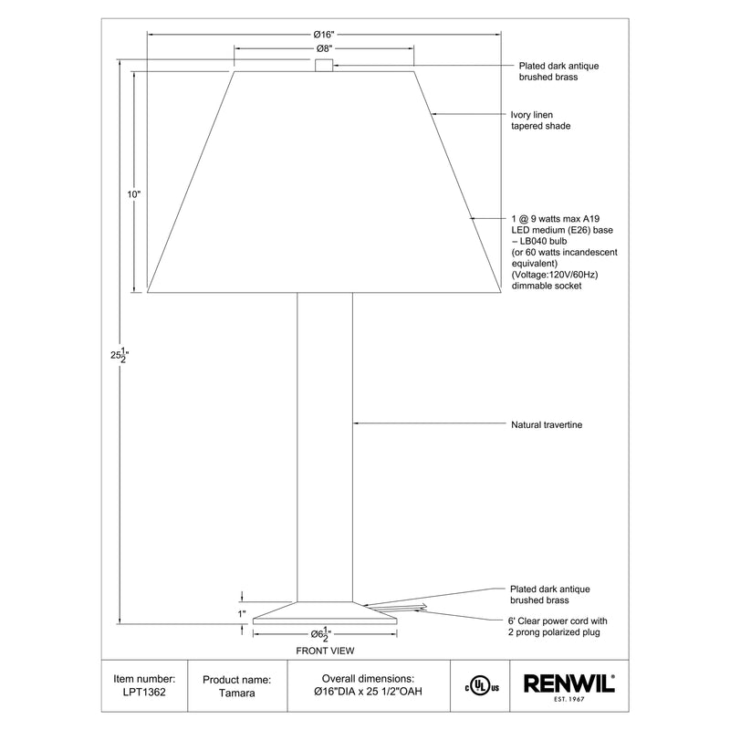  Renwil Tamara LPT1362 Table Lamp IMAGE 4