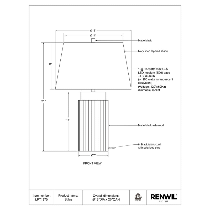  Renwil Stilus LPT1370 Table Lamp IMAGE 4