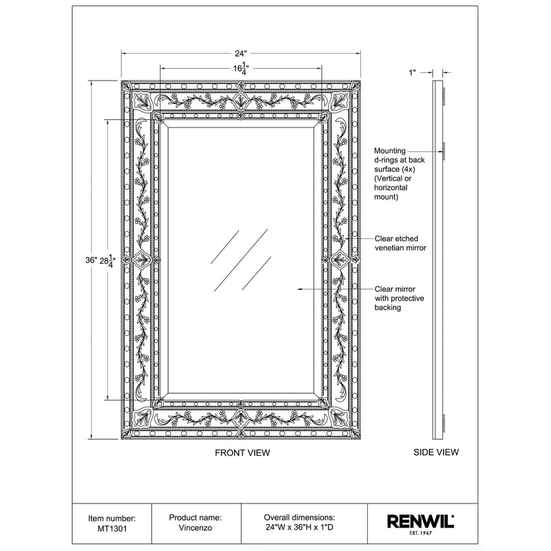  Renwil Vincenzo MT1301 Vanity Mirror IMAGE 4