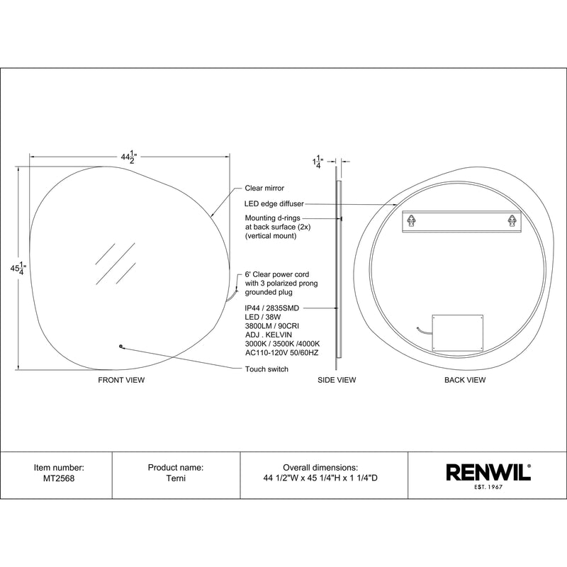  Renwil Terni MT2568 Lighted Mirror IMAGE 5