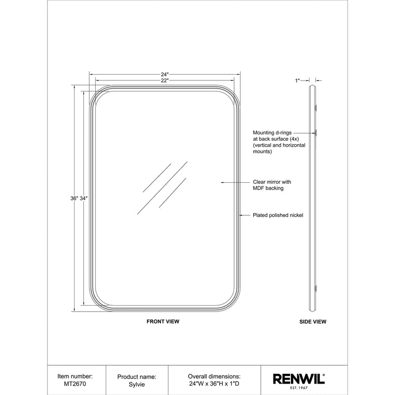  Renwil Sylvie MT2670 Vanity Mirror IMAGE 5