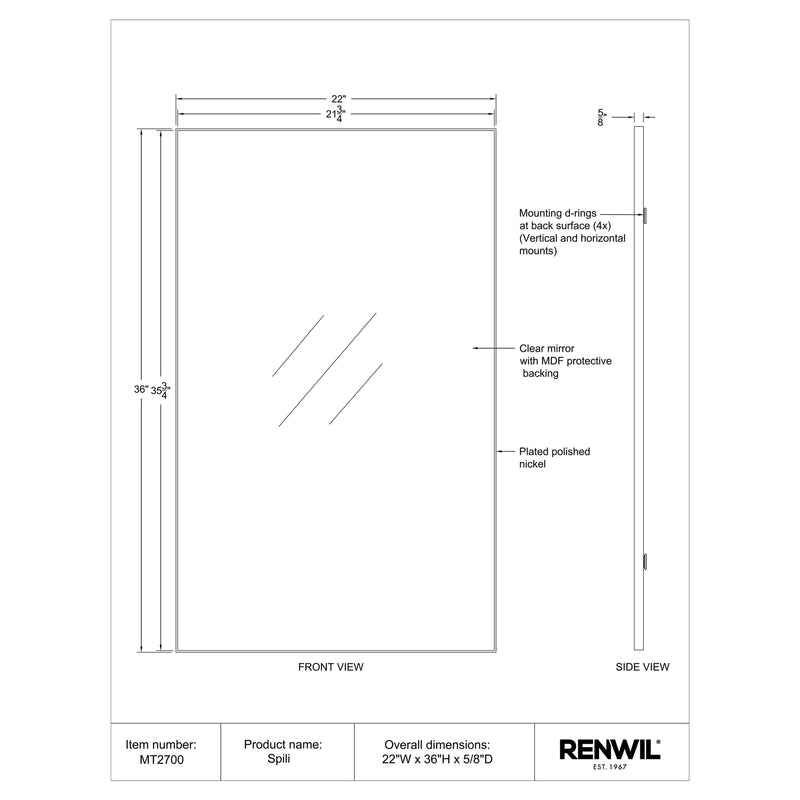  Renwil Spili MT2700 Vanity Mirror IMAGE 5