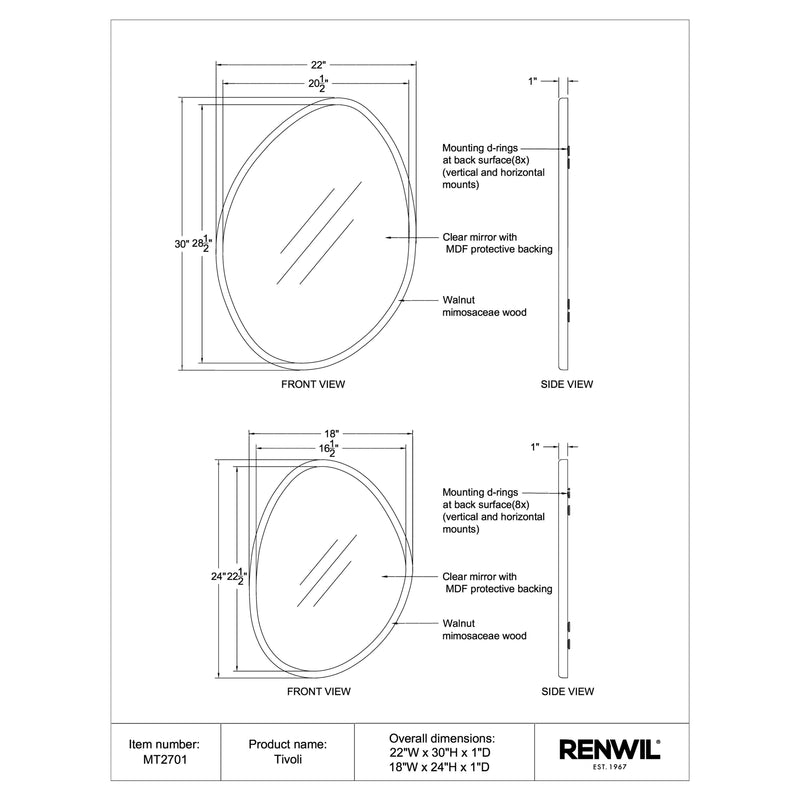 Renwil Tivoli MT2701 Vanity Mirror IMAGE 10