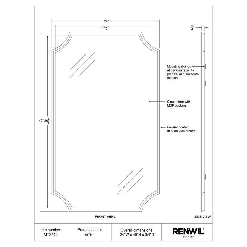  Renwil Torre MT2740 Vanity Mirror IMAGE 5