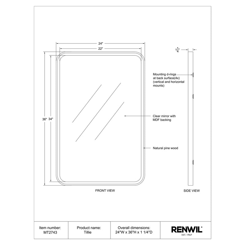  Renwil Tillie MT2743 Vanity Mirror IMAGE 5