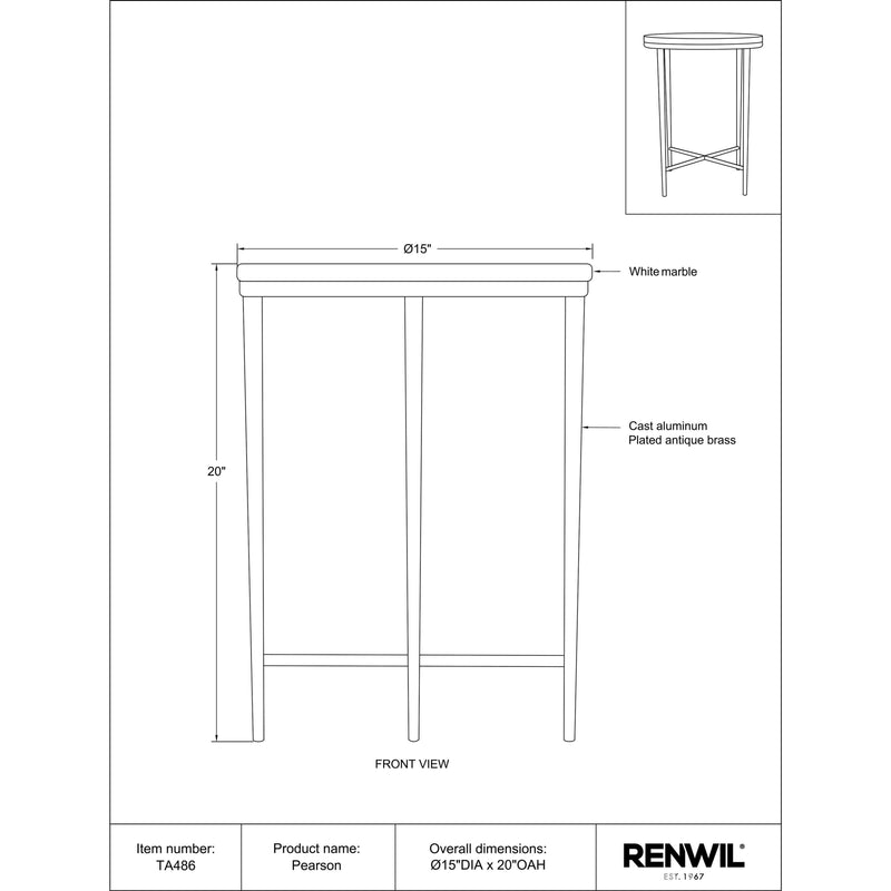  Renwil Pearson TA486 Accent Table IMAGE 5