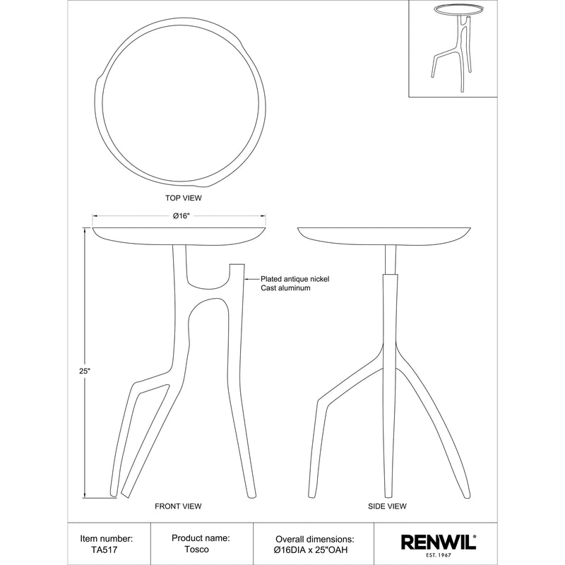  Renwil Tosco TA517 Accent Table IMAGE 5