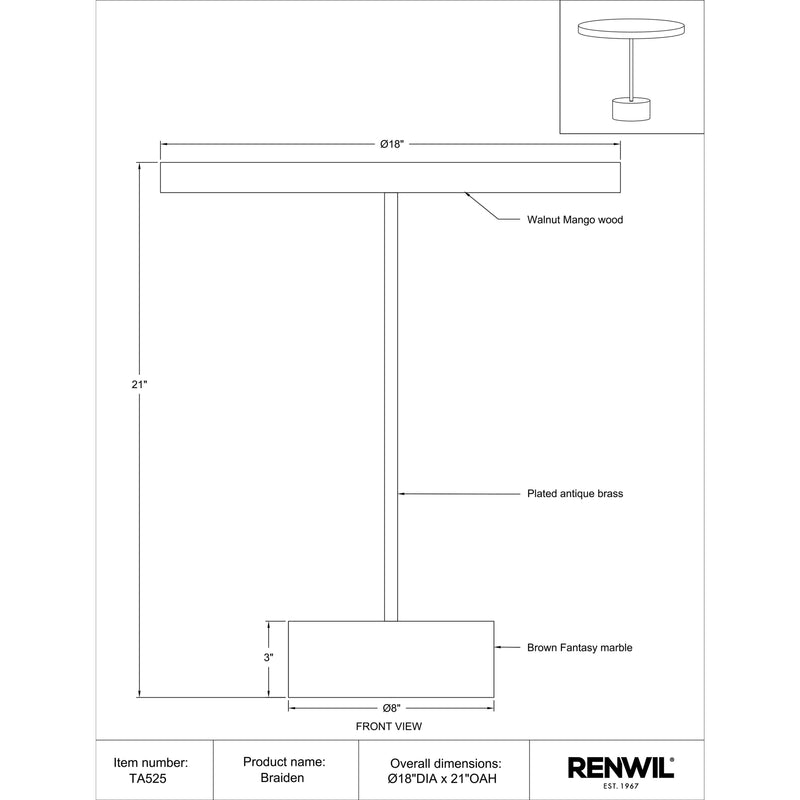  Renwil Braiden TA525 Accent Table IMAGE 6