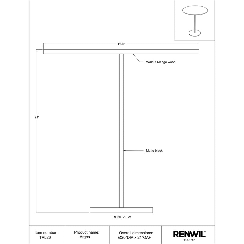  Renwil Argos TA526 Accent Table IMAGE 6