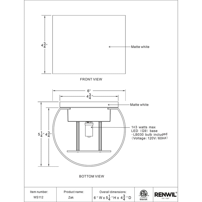  Renwil Zak WS112 Wall Sconce IMAGE 8