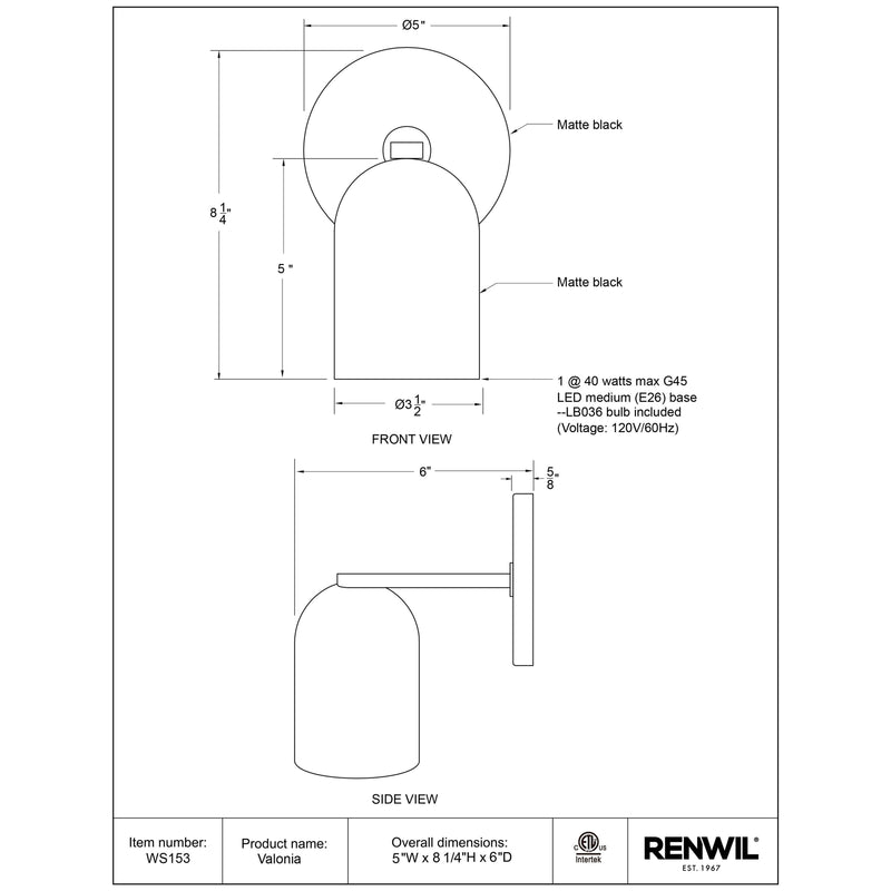  Renwil Valonia WS153 Wall Sconce IMAGE 5