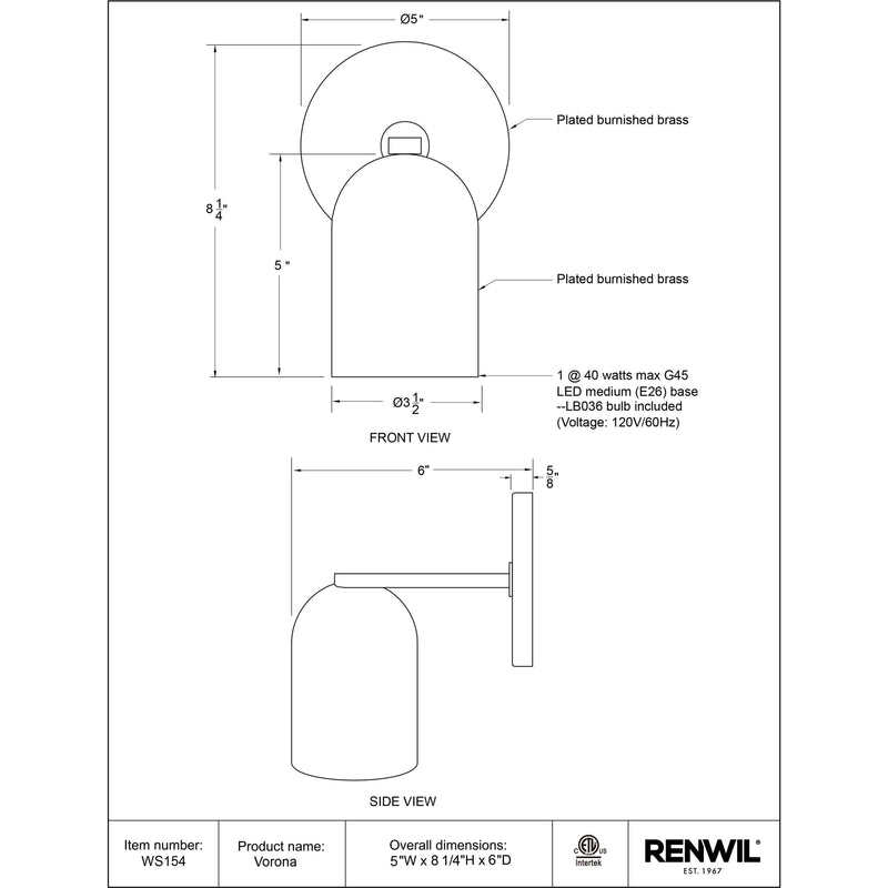  Renwil Vorona WS154 Wall Sconce IMAGE 5