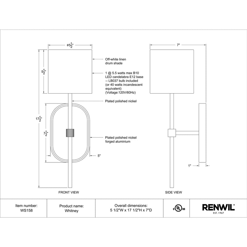  Renwil Whitney WS158 Wall Sconce IMAGE 5