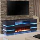  Furniture of America Terni FM-AC8024BK-TV-SET TV Stand with Fireplace & 2 Side Tables IMAGE 1