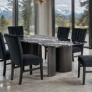  Furniture of America Selsey FM34007BK-T Black Stone Top Dining Table IMAGE 3