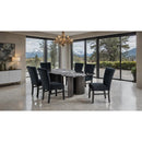  Furniture of America Selsey FM34007BK-T Black Stone Top Dining Table IMAGE 4