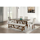  Furniture of America Losone FM3422BR-T-6PC-BN 6 Pc Dining Table Set with Bench IMAGE 1