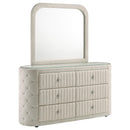  Coaster Furniture Sonya 360113M 6-drawer Upholstered Bedroom Dresser with Mirror - Ivory IMAGE 1