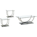  Coaster Furniture Danville 704988-S3 3-piece Glass Top Coffee and End Table Set - Chrome IMAGE 1