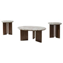  Coaster Furniture Jenna 706168-S3 3-piece Round Marble Top Coffee Table Set - Brown IMAGE 1