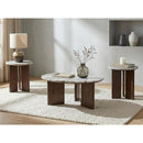  Coaster Furniture Jenna 706168-S3 3-piece Round Marble Top Coffee Table Set - Brown IMAGE 2