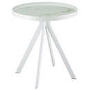  Coaster Furniture Briggs 706257 Round Marble Printed Glass Top Side Table - White IMAGE 2