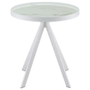  Coaster Furniture Briggs 706257 Round Marble Printed Glass Top Side Table - White IMAGE 9