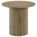  Coaster Furniture Hamlyn 706497 Round Fluted Occasional End Table - Natural Oak IMAGE 1