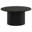  Coaster Furniture Hamlyn 706508 Round Fluted Occasional Coffee Table - Black IMAGE 1
