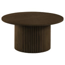  Coaster Furniture Hamlyn 706518-S3 3-piece Round Fluted Coffee and End Table Set - Walnut IMAGE 5
