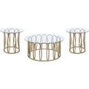  Coaster Furniture Monett 708058-S3 3-piece Coffee and End Table Set - Chocolate Chrome IMAGE 1
