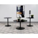  Coaster Furniture Ganso 709688-S3 3-piece Round Glass Top Coffee and End Table Set - Black IMAGE 2