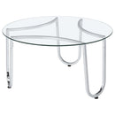  Coaster Furniture Beller 710908-S3 3-piece Round Tempered Glass Top Coffee Table Set - Chrome IMAGE 3