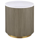  Coaster Furniture Jason 711417 Round White Marble Top End Table - Greige IMAGE 1