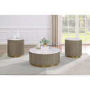  Coaster Furniture Jason 711418-S3 3-piece Round White Marble Coffee Table Set - Greige IMAGE 2