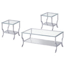  Coaster Furniture Saide 720338-S3 3-piece Glass Top Coffee and End Table Set - Chrome IMAGE 1