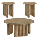 Coaster Furniture Adina 722938-S3 3-piece Round Coffee Table Set - Distressed Light Brown IMAGE 1
