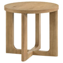  Coaster Furniture Kessler 735988-S3 3-piece Round Sculptural Wood Coffee Table Set - Light Oak IMAGE 8