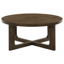  Coaster Furniture Kessler 735998-S3 3-piece Round Sculptural Wood Coffee Table Set - Brown IMAGE 3