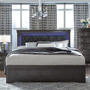  IFDC Pompei King Panel Bed with Storage Pompei King Bed - Grey IMAGE 1