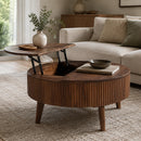  !nspire Balark 301-071WAL Round Lift-Top Coffee Table - Walnut IMAGE 2