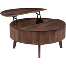  !nspire Balark 301-071WAL Round Lift-Top Coffee Table - Walnut IMAGE 3