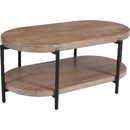  !nspire Johar 301-068NAT Oval Coffee Table - Natural/Black IMAGE 1