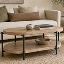  !nspire Johar 301-068NAT Oval Coffee Table - Natural/Black IMAGE 2