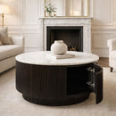  !nspire Reyna 301-248BLK Round Coffee Table with Storage - Black/White IMAGE 2