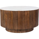  !nspire Reyna 301-248WAL Round Coffee Table with Storage - Walnut/White IMAGE 1
