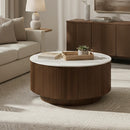  !nspire Reyna 301-248WAL Round Coffee Table with Storage - Walnut/White IMAGE 2