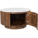  !nspire Reyna 301-248WAL Round Coffee Table with Storage - Walnut/White IMAGE 3